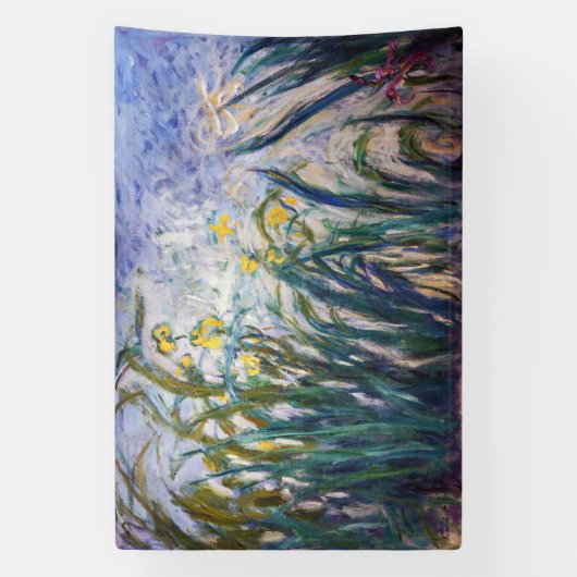 Claude Monet - Geel en Paars Irises Spandoek (Verticaal)