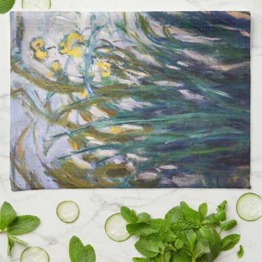 Claude Monet - Geel en Paars Irises Theedoek (Gevouwen)