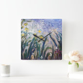 Claude Monet - Geel en Paars Irises Vierkante Klok (Huis)
