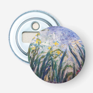 Claude Monet - Gele en Paarse Irissen Button Flesopener