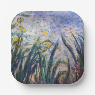 Claude Monet - Gele en Paarse Irissen Papieren Bordje
