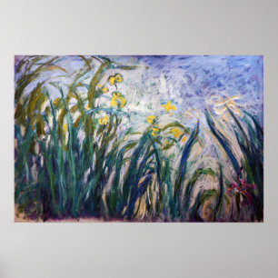 Claude Monet - Gele en Paarse Irissen Poster