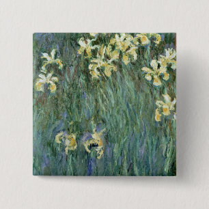Claude Monet Gele Iers Vierkante Button 5,1 Cm