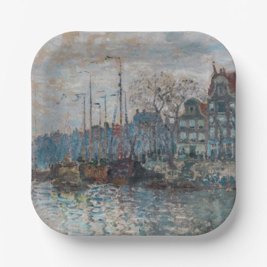 Claude Monet - Gezicht op Amsterdam Papieren Bordje (Voorkant)