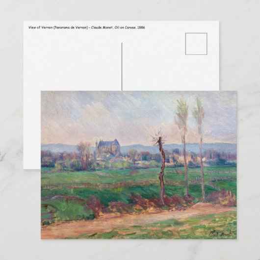 Claude Monet - Gezicht op Vernon Briefkaart (Voorkant / Achterkant)