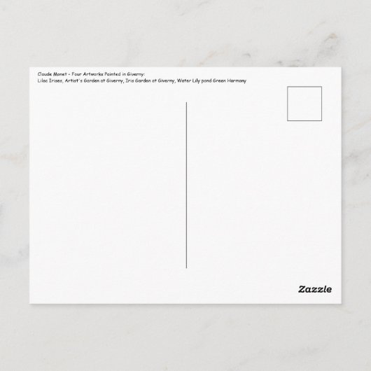 Claude Monet - Giverny Masterstukselectie Briefkaart (Achterkant)