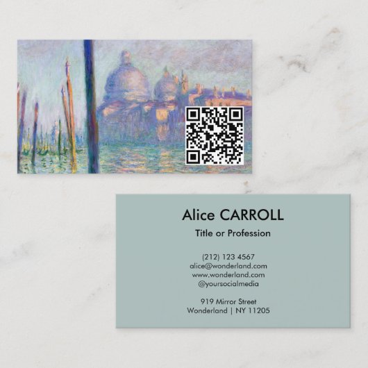 Claude Monet - Grand Canal, Venetië - QR-code Visitekaartje (Voorkant / Achterkant)