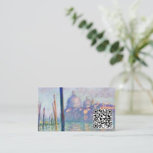 Claude Monet - Grand Canal, Venetië - QR-code Visitekaartje (Staand voorkant)
