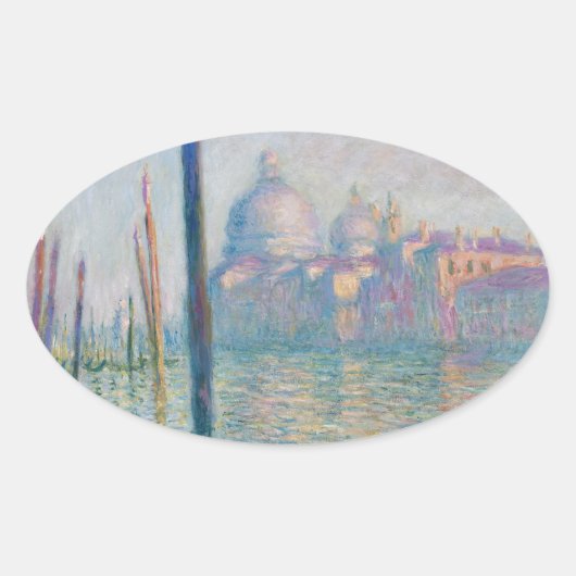 Claude Monet Grand Canal Venice Italië Reis Ovale Sticker (Voorkant)