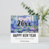 Claude Monet - Happy New Year / Water Lilies Feestdagenkaart (Staand voorkant)