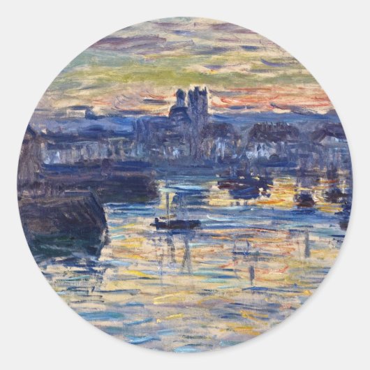 Claude Monet - Haven van Dieppe, avond Ronde Sticker (Voorkant)