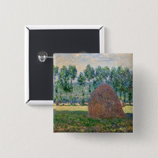 Claude Monet - Haystacks bij Giverny Vierkante Button 5,1 Cm (Voorkant /achterkant)