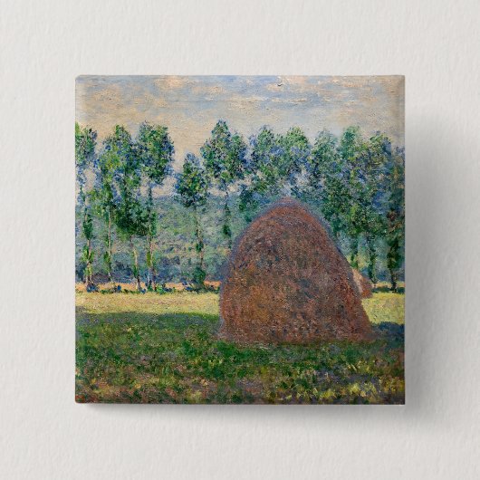 Claude Monet - Haystacks bij Giverny Vierkante Button 5,1 Cm (Voorkant)