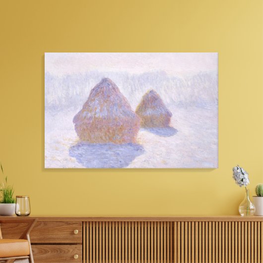 Claude Monet | Haystacks-effect van sneeuw en zon Canvas Afdruk (Insitu (Woonkamer))