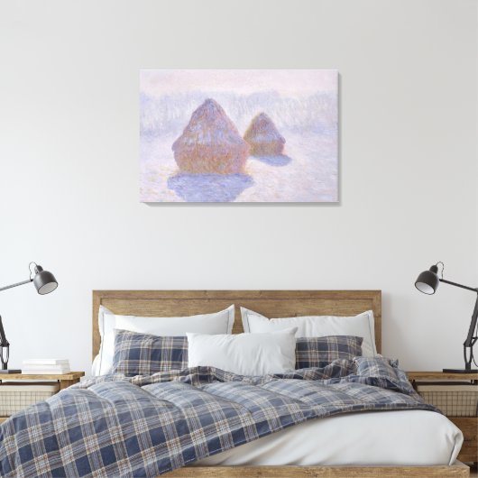 Claude Monet | Haystacks-effect van sneeuw en zon Canvas Afdruk (Insitu (Slaapkamer))