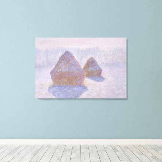 Claude Monet | Haystacks-effect van sneeuw en zon Canvas Afdruk (Insitu (Houten vloer))