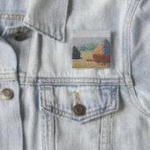Claude Monet - Haystacks, einde zomer Vierkante Button 5,1 Cm (In situ)
