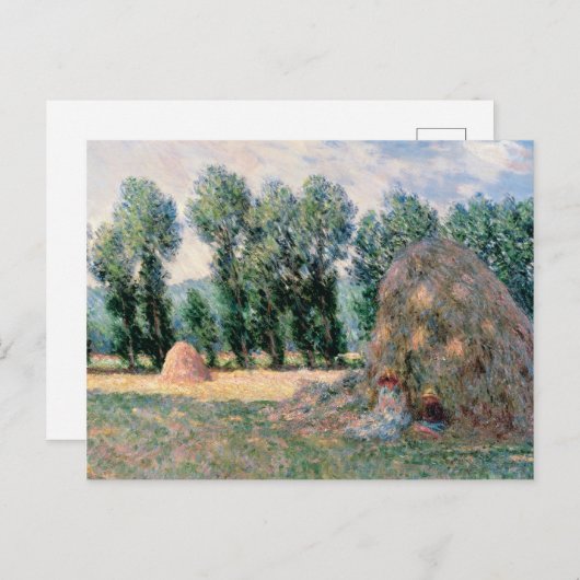 Claude Monet - Haystacks Feestdagenkaart (Voorkant / Achterkant)