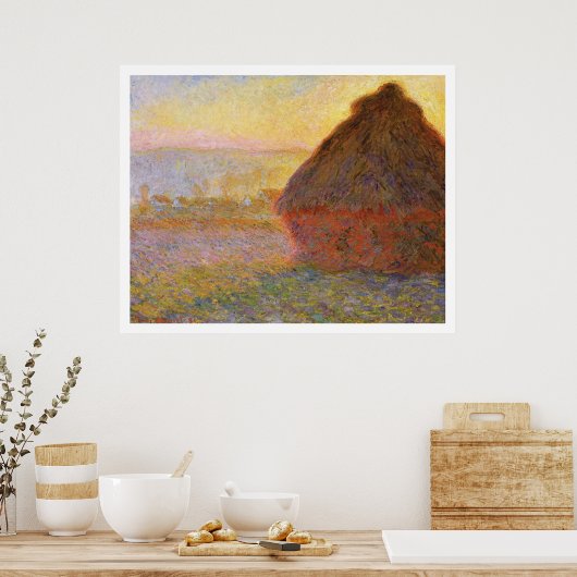 Claude Monet - Haystacks (op Sunset) Poster (Keuken)