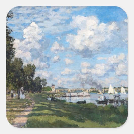 Claude Monet - Het bekken in Argenteuil Vierkante Sticker (Voorkant)