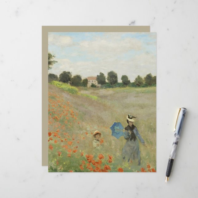 Claude Monet Het klaprozenveld bij Argenteuil Kuns (Voorkant / Achterkant in situ)