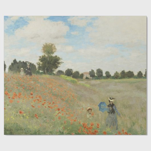 Claude Monet Het klaprozenveld bij Argenteuil Kuns Cadeaupapier (Vlak)
