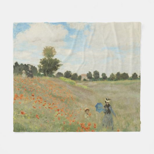 Claude Monet Het klaprozenveld bij Argenteuil Kuns Fleece Deken (Voorkant (Horizontaal))