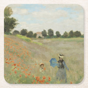 Claude Monet Het klaprozenveld bij Argenteuil Kuns Kartonnen Onderzetters