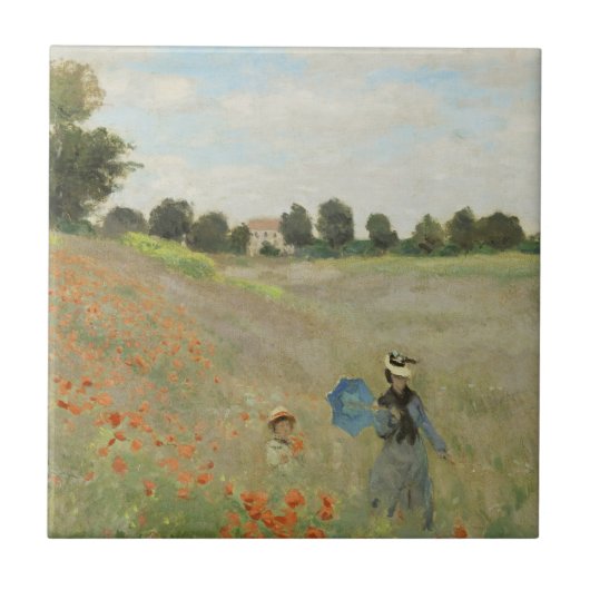 Claude Monet Het klaprozenveld bij Argenteuil Kuns Tegeltje (Voorkant)