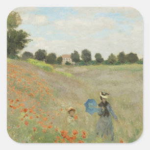 Claude Monet Het klaprozenveld bij Argenteuil Kuns Vierkante Sticker