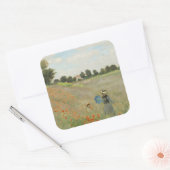 Claude Monet Het klaprozenveld bij Argenteuil Kuns Vierkante Sticker (Envelop)