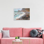 Claude Monet - Het strand bij Etretat Canvas Afdruk (Insitu (Woonkamer))