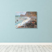 Claude Monet - Het strand bij Etretat Canvas Afdruk (Insitu (Houten vloer))