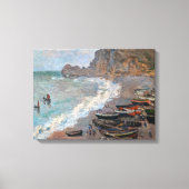 Claude Monet - Het strand bij Etretat Canvas Afdruk (Voorkant)