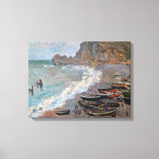 Claude Monet - Het strand bij Etretat Canvas Afdruk (Voorkant)
