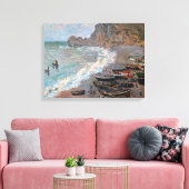 Claude Monet - Het strand bij Etretat Canvas Afdruk (Insitu (Woonkamer))