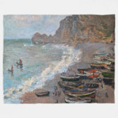 Claude Monet - Het strand bij Etretat Fleece Deken (Voorkant (Horizontaal))