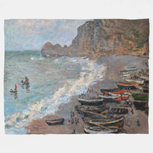 Claude Monet - Het strand bij Etretat Fleece Deken