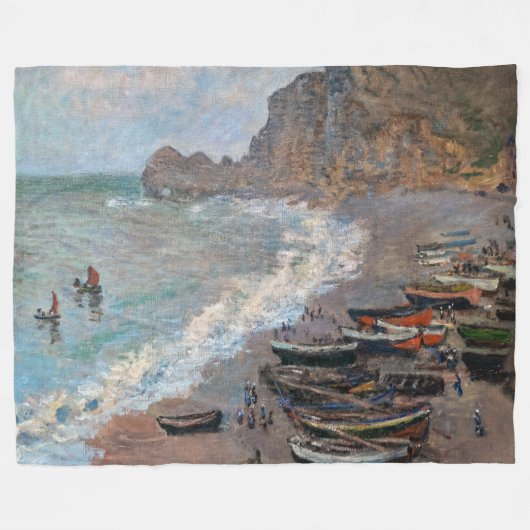 Claude Monet - Het strand bij Etretat Fleece Deken (Voorkant (Horizontaal))