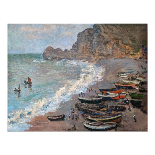 Claude Monet - Het strand bij Etretat Foto Afdruk (Voorkant)