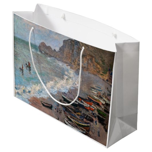 Claude Monet - Het strand bij Etretat Groot Cadeauzakje (Achterkant Gekanteld)