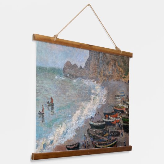 Claude Monet - Het strand bij Etretat Hangend Wandkleed (Gebogen)