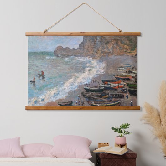 Claude Monet - Het strand bij Etretat Hangend Wandkleed (Slaapkamer)