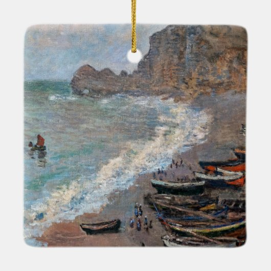 Claude Monet - Het strand bij Etretat Keramisch Ornament (Achterkant)