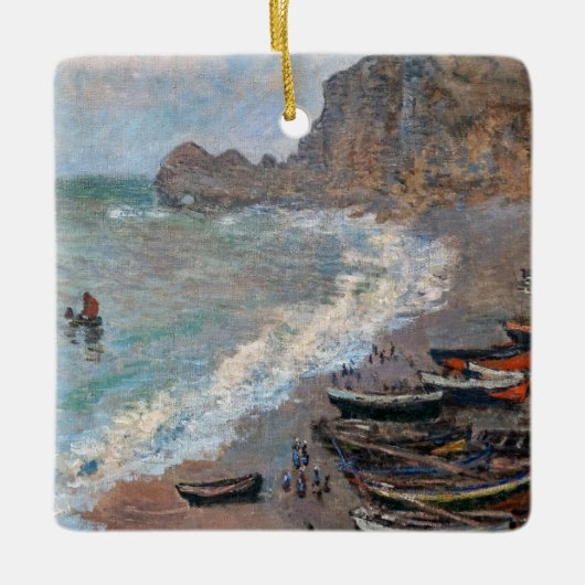 Claude Monet - Het strand bij Etretat Keramisch Ornament (Voorkant)