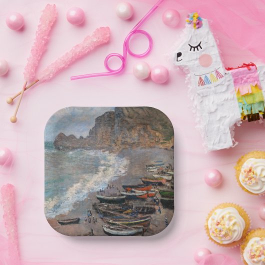 Claude Monet - Het strand bij Etretat Papieren Bordje (Feest)