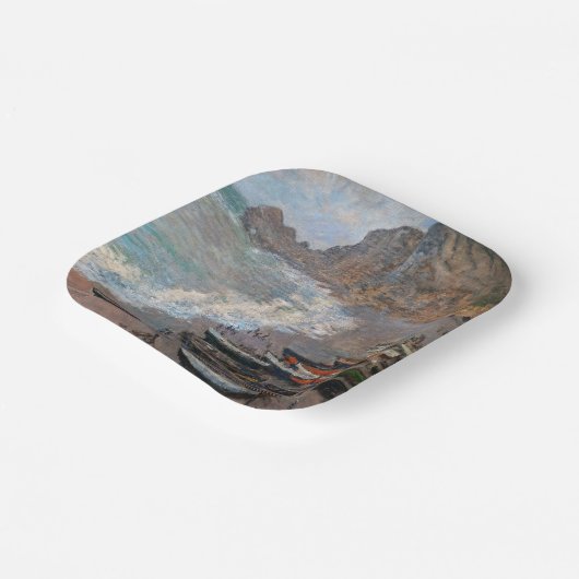 Claude Monet - Het strand bij Etretat Papieren Bordje (Gebogen)