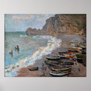 Claude Monet - Het strand bij Etretat Poster