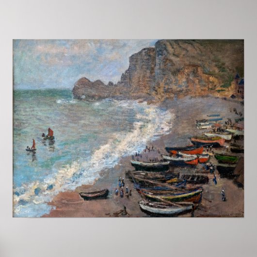 Claude Monet - Het strand bij Etretat Poster (Voorkant)