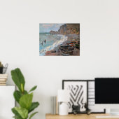 Claude Monet - Het strand bij Etretat Poster (Thuiskantoor)